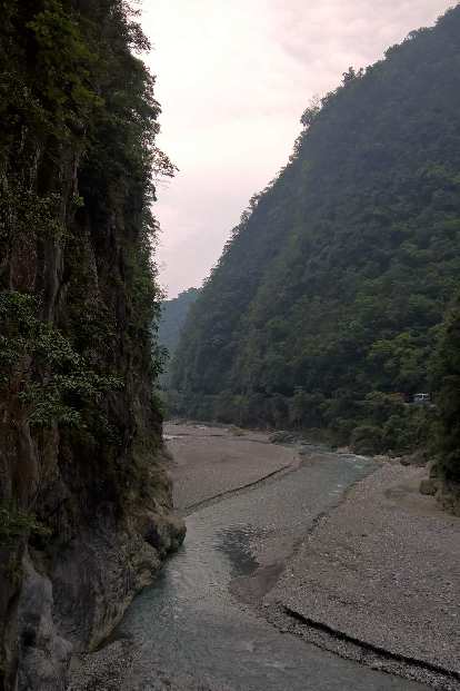 The Liwu River as seen from the Changchung Bridge in north Hualien County, Taiwan.