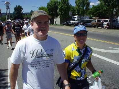 The day before the race the City of Coeur d'alene had us participate in an Athlete Parade!  Here's Phil and Sharon.