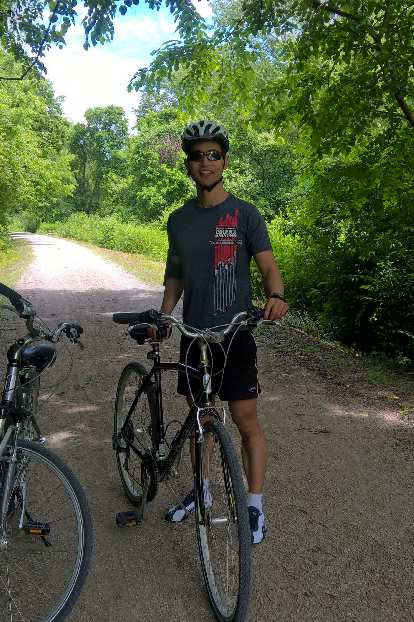 Photo: Felix Wong and the rental bikes on the Katy Trail.