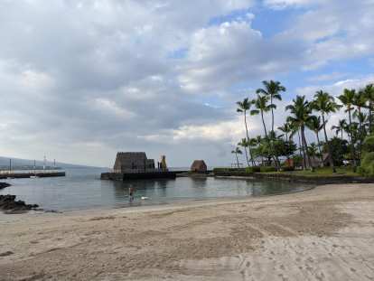 A beach within 200 meters of the official swim start of the Ironman Triathlon Championships at Kona.