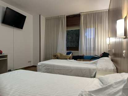 After two days of hiking, Eddie got some well-deserved rest inside Hotel Scala, just five or so doors down from Mikel Landa's room. After two days of hiking, Eddie got some well-deserved rest inside Hotel Scala, just five or so doors down from Mikel Landa's room.