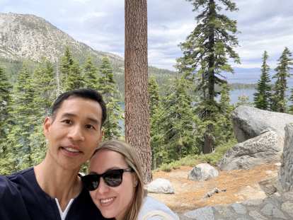 Felix and Andrea at Inspiration Point in South Lake Tahoe.