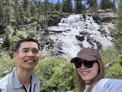 Felix and Andrea in front of Eagle Falls.