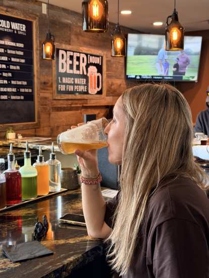 "Beer—magic water for fun people" proclaimed a sign inside the Cold Water Brewery & Grill where we had drinks after.