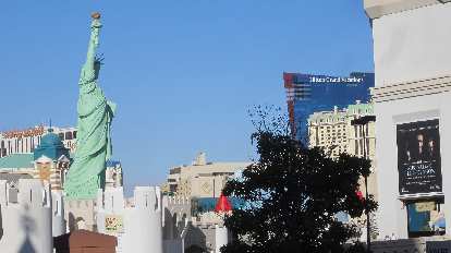 The faux Statue of Liberty overlooking the Strip.
