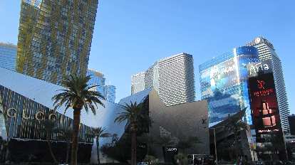 Gucci, the Cosmopolitan, and Aria Hotel on the Strip.