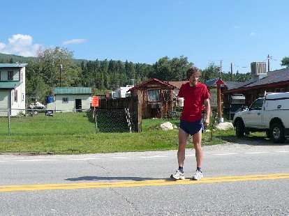 Nick after stopping at Mile 24... with a back injury!