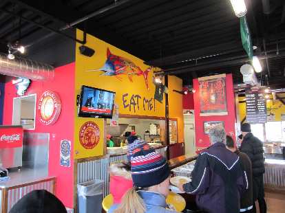 "Eat me!" Post-race breakfast was at Fuzzy's Tacos this month.