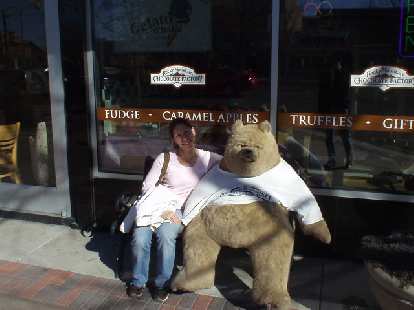 Ah, what a cute... bear (ok, the girl too). This was in Old Town Fort Collins.