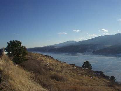 Belying the sunny skies and honey-colored grasses was the Horsetooth Reservoir, which was still partially frozen.