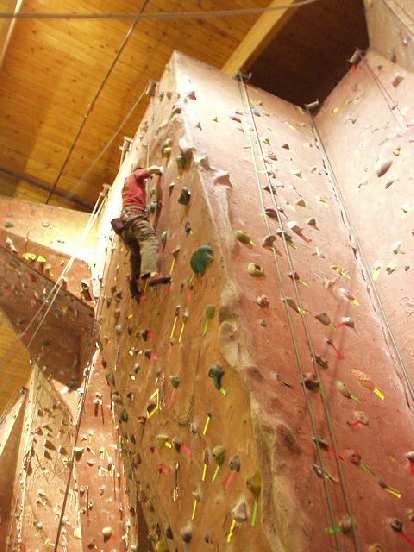 On Sunday, we joined up with Jeremy, Zach, and Rhea for a fun evening of climbing at the Gym of the Rockies. This is Jeremy on the wall...