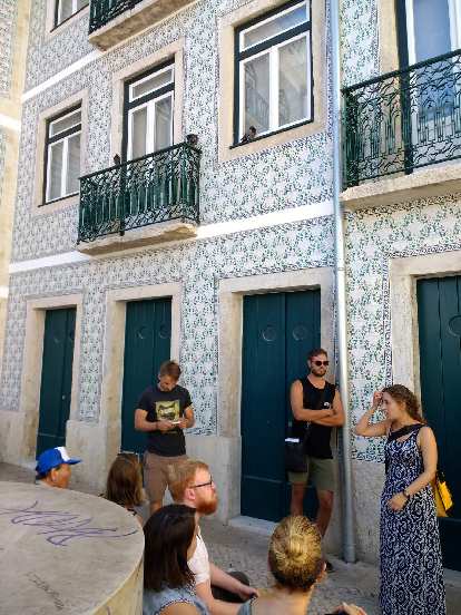 Our tour group took a breather in the charming Alfama neighborhood of Lisbon.