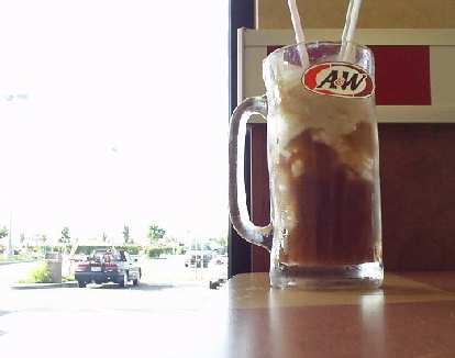 Nolstagia, good food and fun: having an ice cream float at A&W Root Beer the night before the century with the view of my Alfa Romeo and recumbent out the window.  A&W was founded in Lodi.