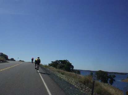 [Mile 27, 9:13 a.m.] Perhaps the most scenic and certainly the most rolling part of the ride was by Lake Camanche.
