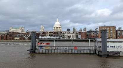 St. Paul's Cathedral across the Thames River.