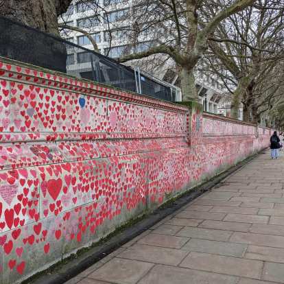 The COVID-19 wall in London to memoralize people who passed away from the coronavirus.