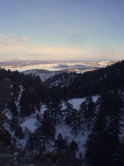 On the Timber Line Trail one can get high enough to look down upon the trees, Horsetooth mountain range, and Fort Collins. On the Timber Line Trail one can get high enough to look down upon the trees, Horsetooth mountain range, and Fort Collins.
