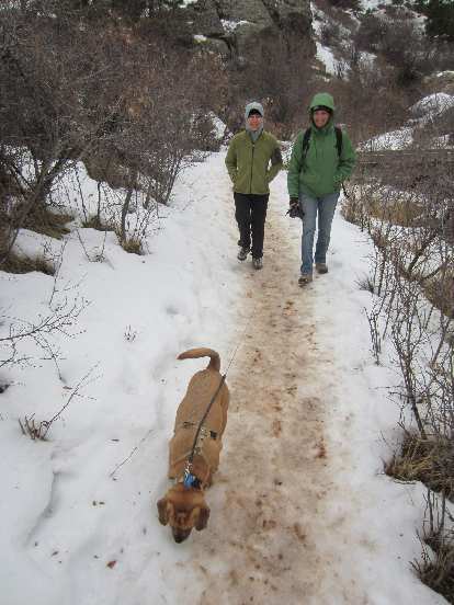 Lisa, Tori, and Sadiq on an icy trail at Lory State Park. We turned around after deciding it was too icy to go up to Arthur's Rock. Lisa, Tori, and Sadiq on an icy trail at Lory State Park. We turned around after deciding it was too icy to go up to Arthur's Rock.