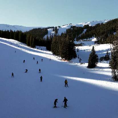 Skiers at Loveland Ski Area. It was a beautiful day for skiing and snowboarding.