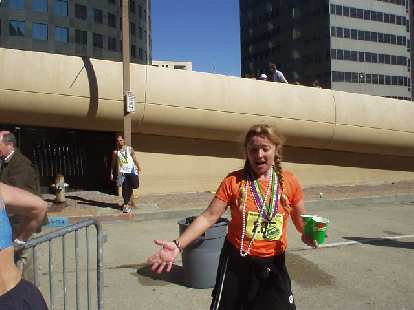 Photo: Sylvie did great too, in her 9th or so marathon.  She had a great time, even stopping to dance at a few of the last water stops.