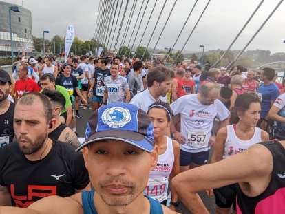 Felix Wong and other racers ready for the half marathon to begin.