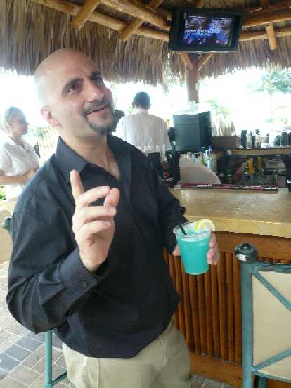 Dave and his blue drink.