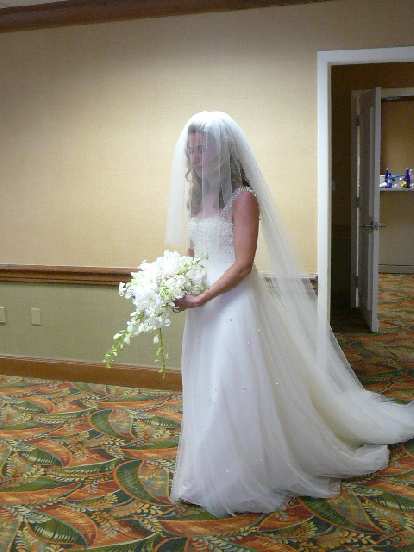 Susan, the beautiful bride on her wedding day.