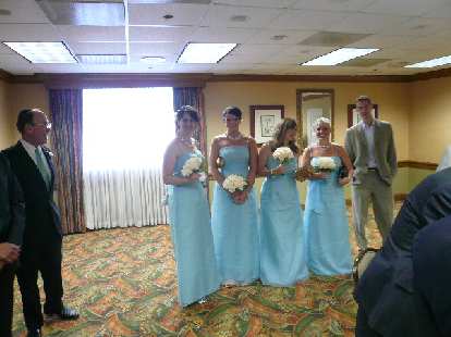Four of the lovely bridesmaids: Sandy, Kristine, Patti, and Emily.