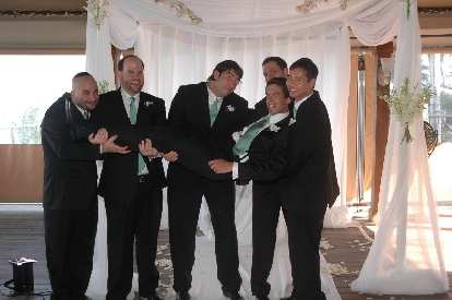 All the groomsmen (and Dan) after the wedding: Dave, Sam, David, Dan C., and Felix.