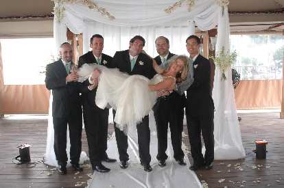 The groomsmen with Susan: Dave, Dan C., David, Sam, and Felix.
