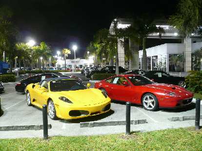 Ferraris outside at a dealership a few blocks away from the Hilton..
