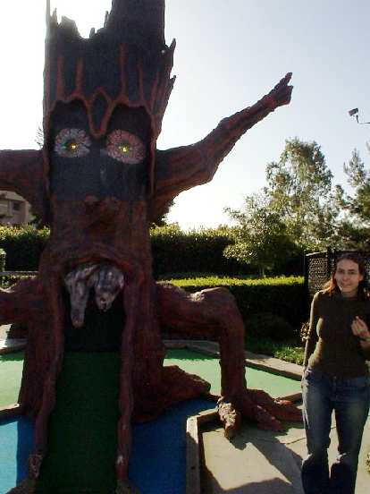 Carolyn always enjoys beating me in mini-golf despite my clearly superior putting skills (haha).  Here she is with a monster tree.