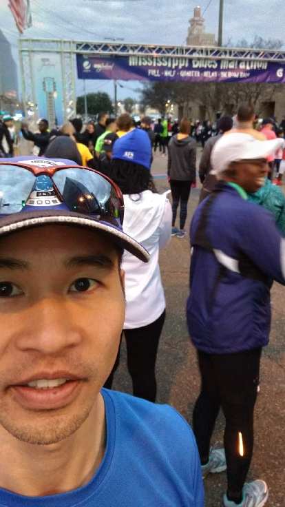 Felix Wong at the start of the 2019 Mississippi Blues Marathon.