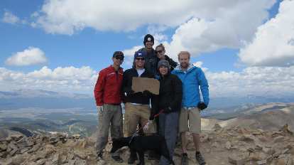 At the summit, from left-to-right: Felix, Kevin, Kyle, Danielle, Diana, and James.