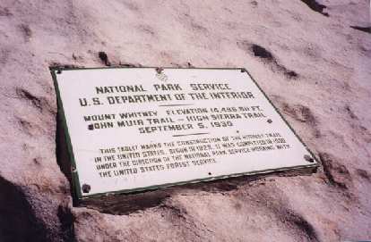 At the top: Mt. Whitney National Service sign at 14,496 ft (12:40 p.m.)