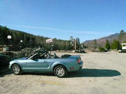 The Mustang in Lincoln, NH. Note the classic (but fake) side "scoops" that look so much like the 1965 Mustang's.