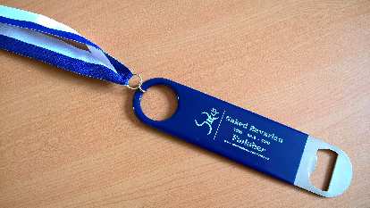 2016 Naked Bavarian Marathon finisher medal, beer bottle opener