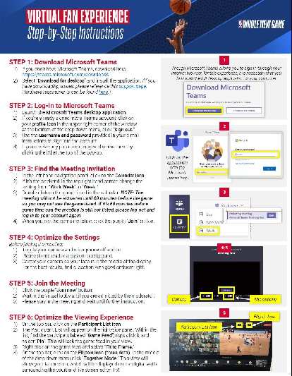 Virtual fan experience instructions for NBA games in 2020.