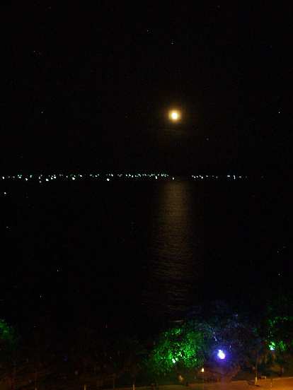 Moon lighting the water.