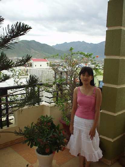 Kristy's awesome 4th-floor view of the city of Nha Trang and the mountains!