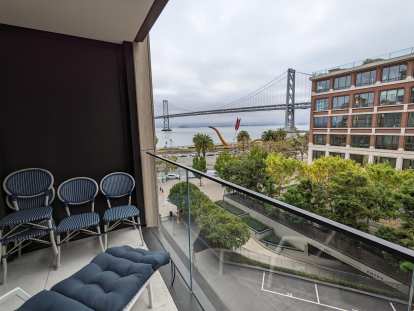 My friend Karie generously lent us her condo in San Francisco for the day.  It had a spectacular view of the Bay Bridge and the Embarcadero from its terrace.