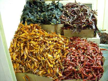 Different types of chiles.