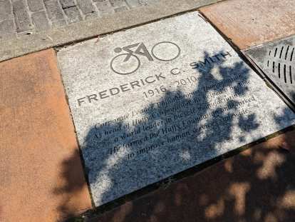 A stone for Frederick C. Smith, the head of Huffy Corporation, on Dayton's Walk of Fame.