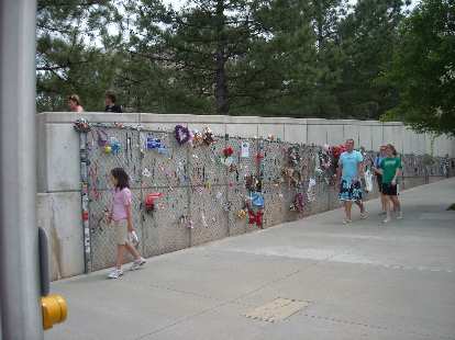 After the April 19, 1995 OKC bombing, momentos placed through chainlinked fences were a familiar sight and remains so today.
