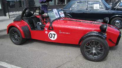 A red Caterham 7. red Caterham 7