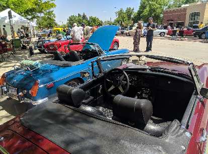 More MGBs were at the show than usual, including a blue chrome-bumpered and red rubber-bumpered ones.