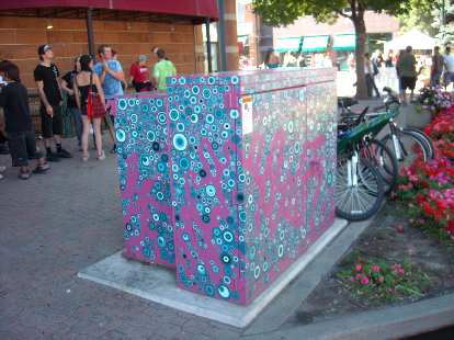I like how Fort Collins have painted all the utility boxes with art to discourage vandalism. I like how Fort Collins have painted all the utility boxes with art to discourage vandalism.