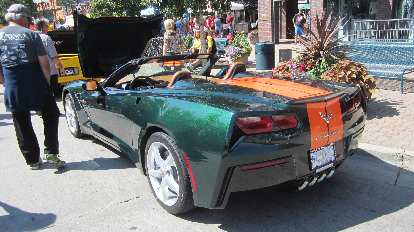 Green C7 Corvette convertible with orange stripes. This was Maureen's favorite. Green C7 Corvette convertible with orange stripes. This was Maureen's favorite.