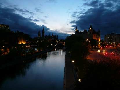 A river in Ottawa. river in Ottawa close to nighttime