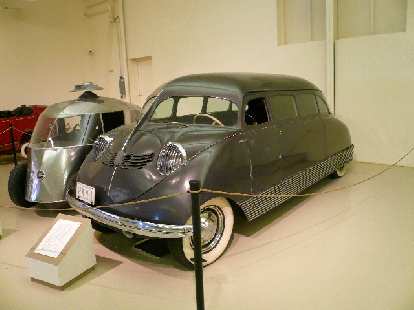 The 1935 Stout Scarab had a rear Ford V-8 producing 200 hp. Only nine were built. The 1935 Stout Scarab had a rear Ford V-8 producing 200 hp. Only nine were built.